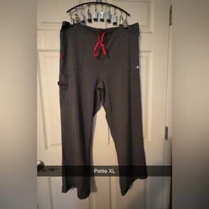 Carhartt Gray Straight-Leg Scrub Pants with pink Drawstring